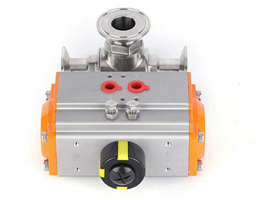 SS304 T Type Three Clamp Pneumatic Ball Valve 250mm Encapsulated