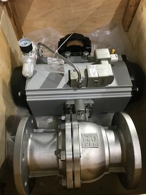 2 Way On Off Ball Valve Flange end  With Pneumatic Actuator
