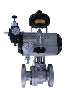 ASME B16.34 Flanged Ball Valve with Explosion-Proof Junction Box and Straight Through Type Pneumatic Actuator