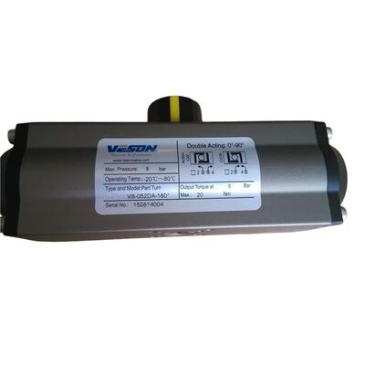 Pneumatic Rotary Actuator with 180 Degree Rotation Double Acting Hard Anodized Aluminum ISO5211 & DIN3337 Standard