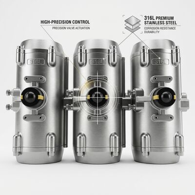 Double Acting 3 Position Pneumatic Rotary Actuator Hard Anodized Aluminum for Ball Butterfly Valve Control