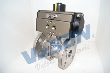 Full Bore ANSI Class Pneumatic Two Way Flanged Ball Valve , Direct Mount Air Operated Flanged Ball Valve