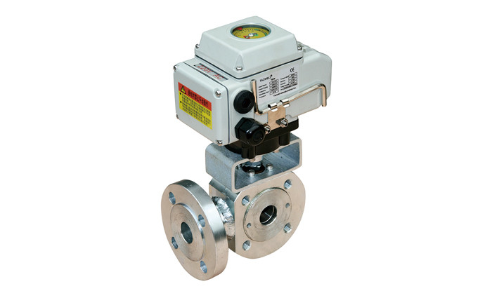 T / L Type 3 Way Electric Actuated Ball Valve For Diverging Converging