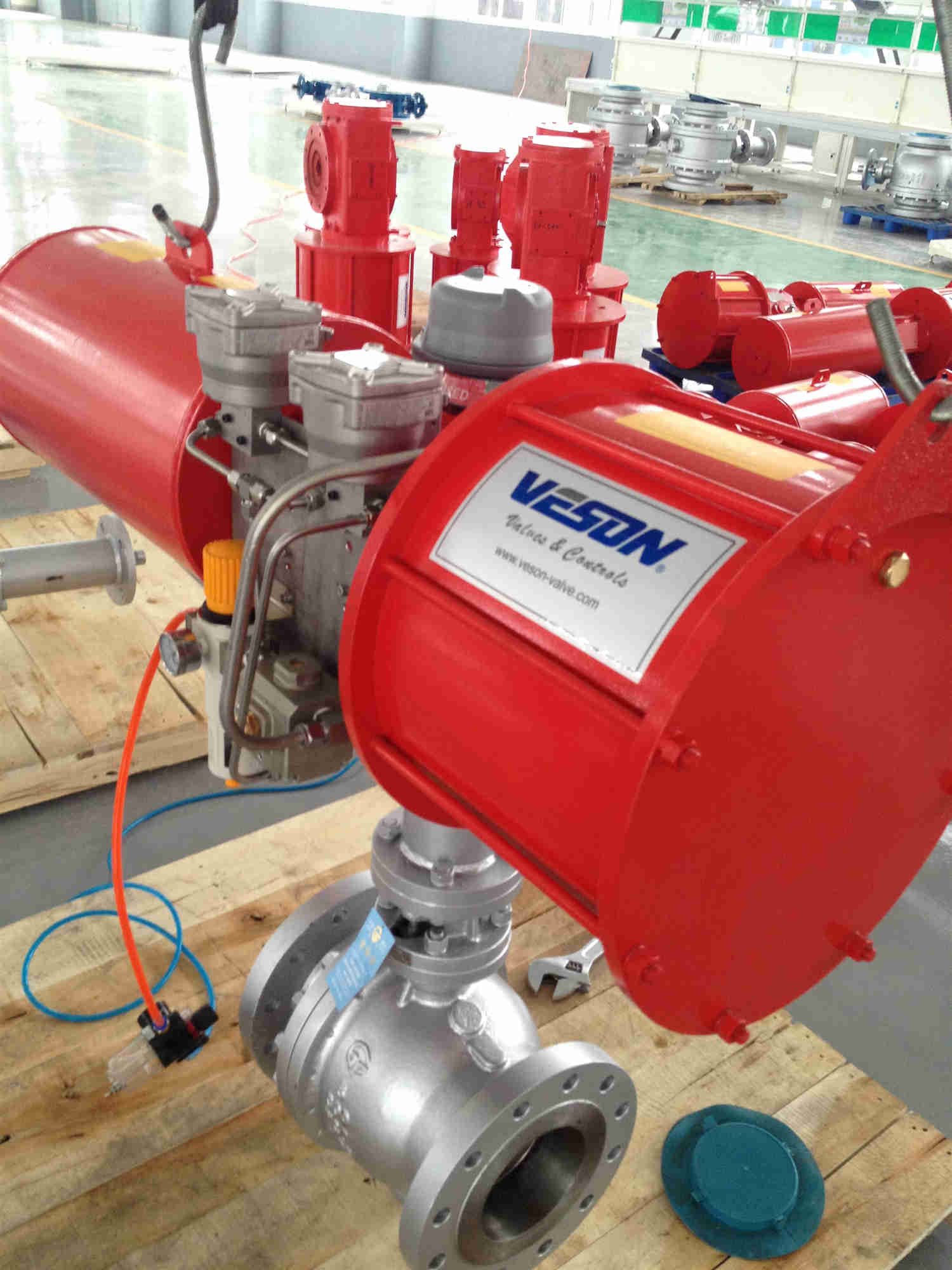 Red Heavy Duty Emergency Shutdown Valve / Pneumatic Flow Control Valve