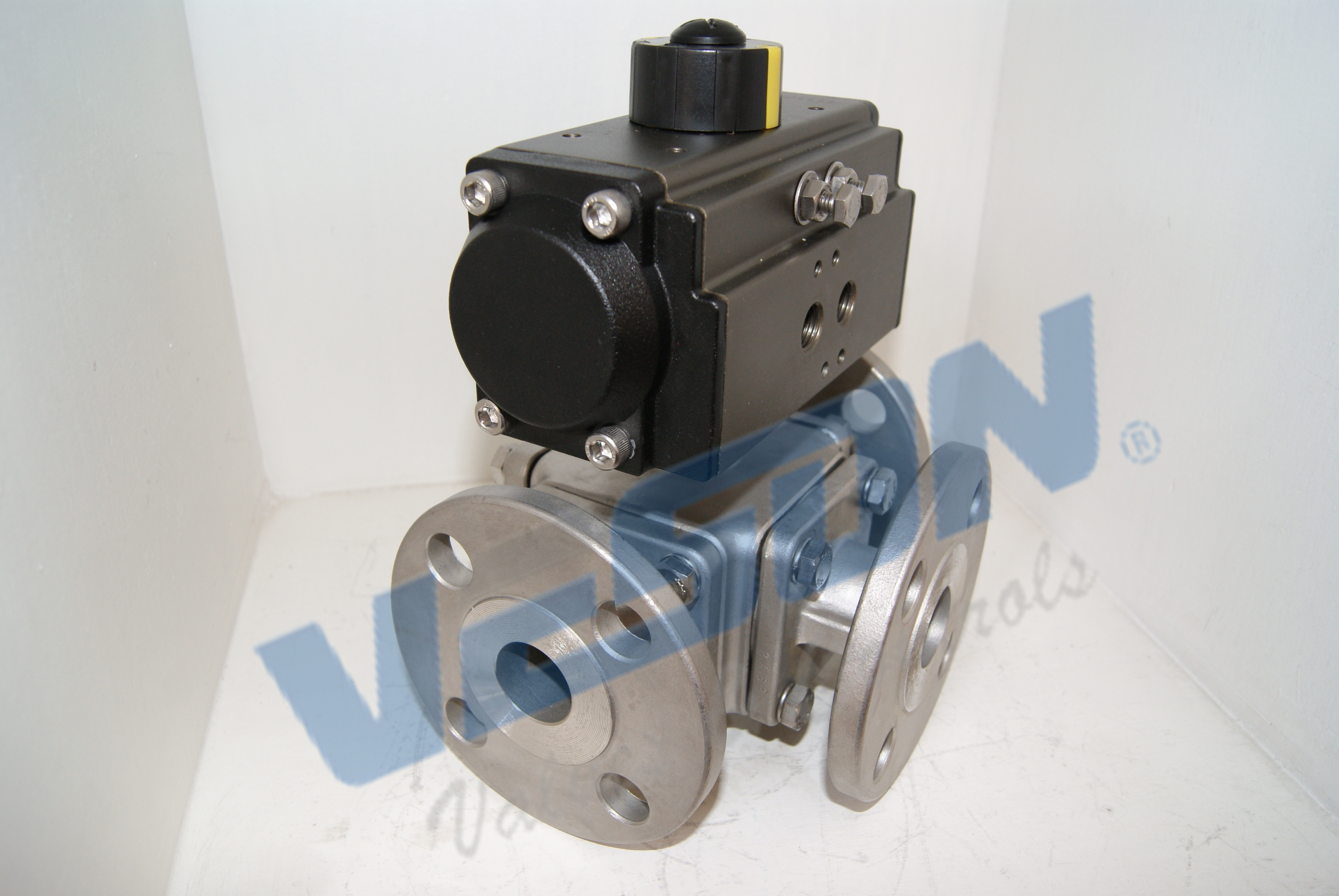 SS Material Pneumatic Shut Off Valve / Three Way Ball Valve For Pipe Line