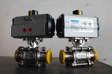 Food Grade Sanitary Pneumatic On Off Valve / Stainless Steel Actuated Ball Valves Horizontal pneumatic actuator